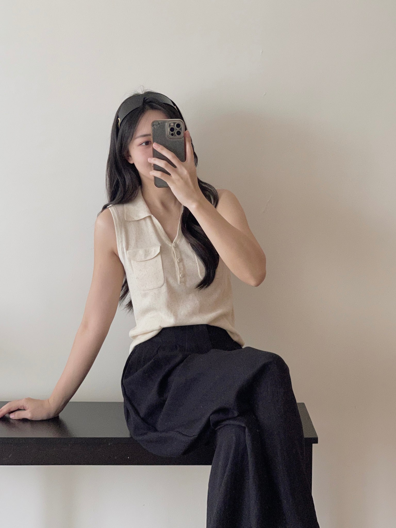 Double Pockets Knit Top / 洋气针织百搭上衣