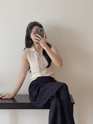 Double Pockets Knit Top / 洋气针织百搭上衣
