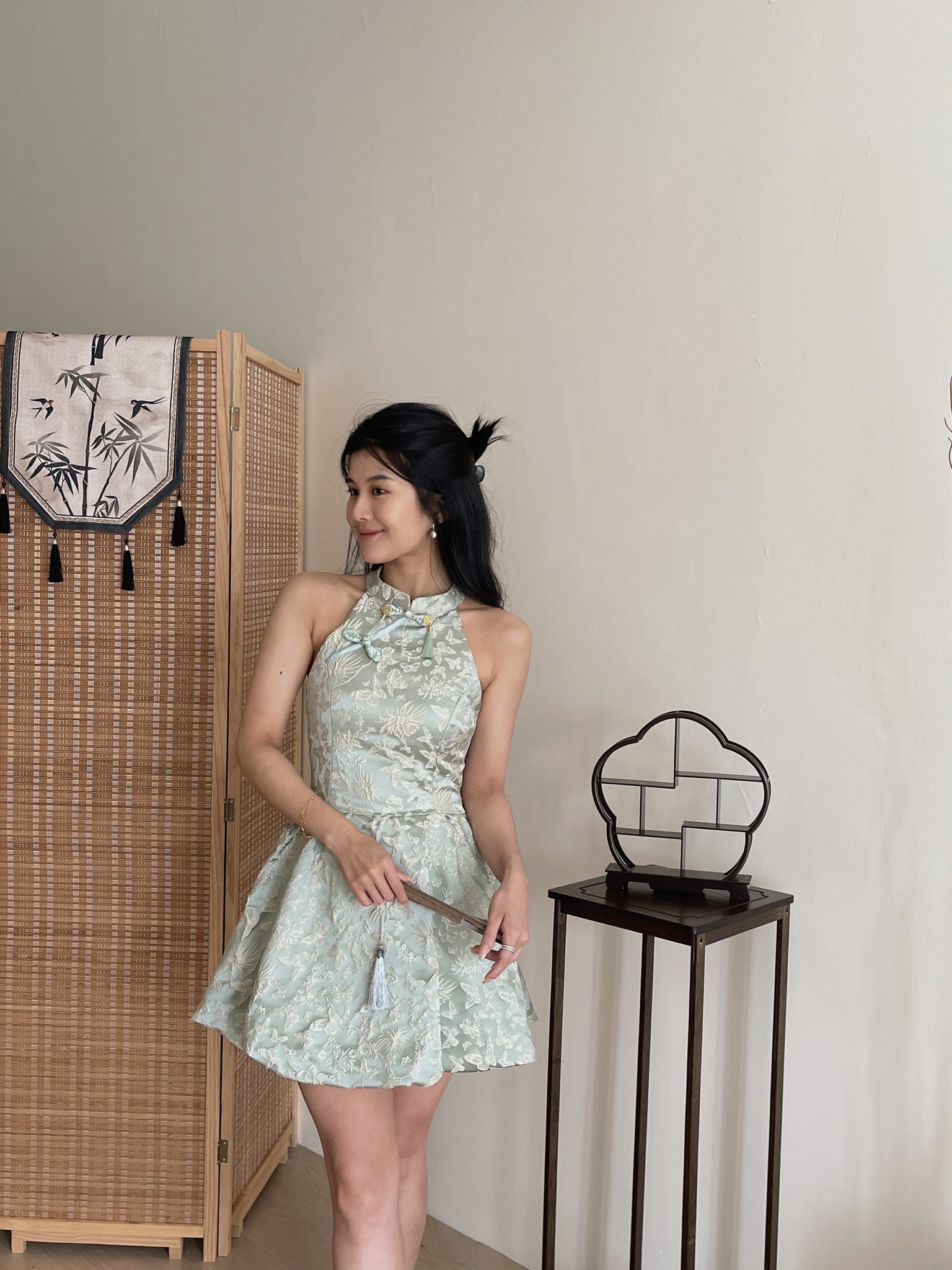 Carlin Emboss Jacquard Jumpsuit Dress / 【花影仙蝶】浮雕提花连体旗袍