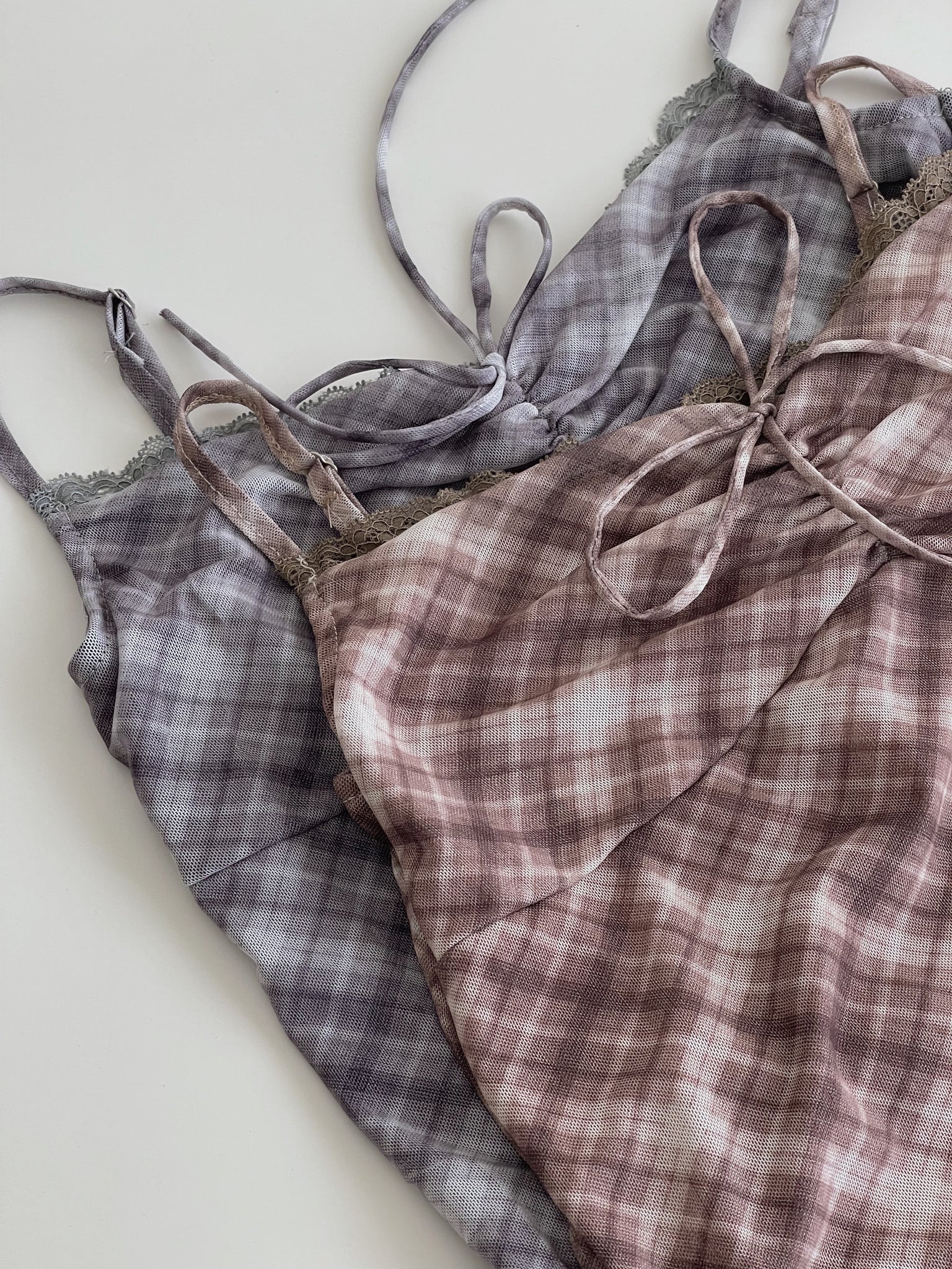 Vintage Checkered Top Set / 复古格子吊带开衫上衣