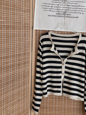 Unnie Style Stripes Cardigan / 韩系软糯条纹开衫