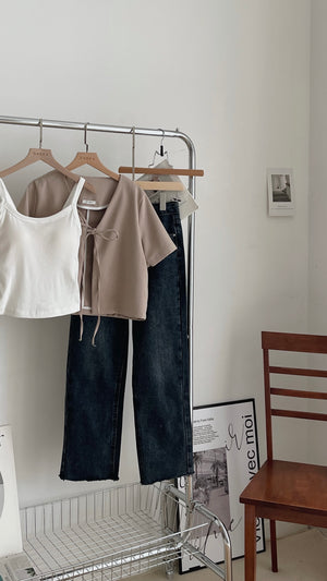 Reine Short Sleeve Outer / 韩式系带开衫外搭