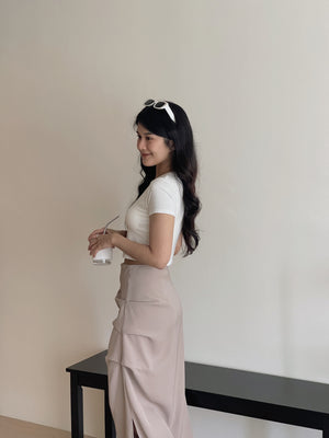 Plain Fit Padding Crop Tee / 纯色修身胸垫短T恤