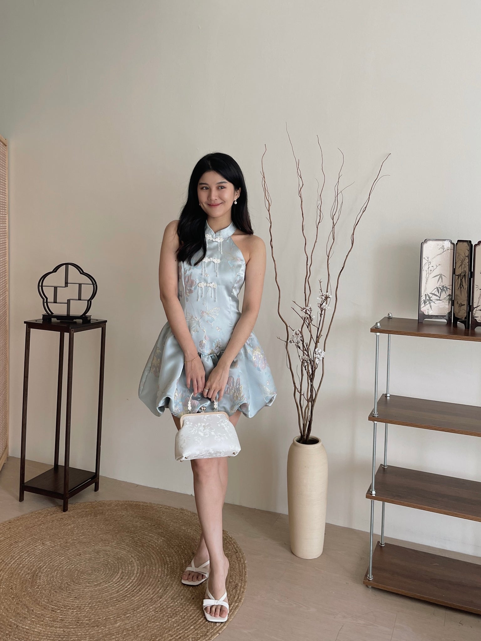 Petal Silhouette Charm Jumpsuit Dress / 【花影娇姿】挂脖花苞连体裙