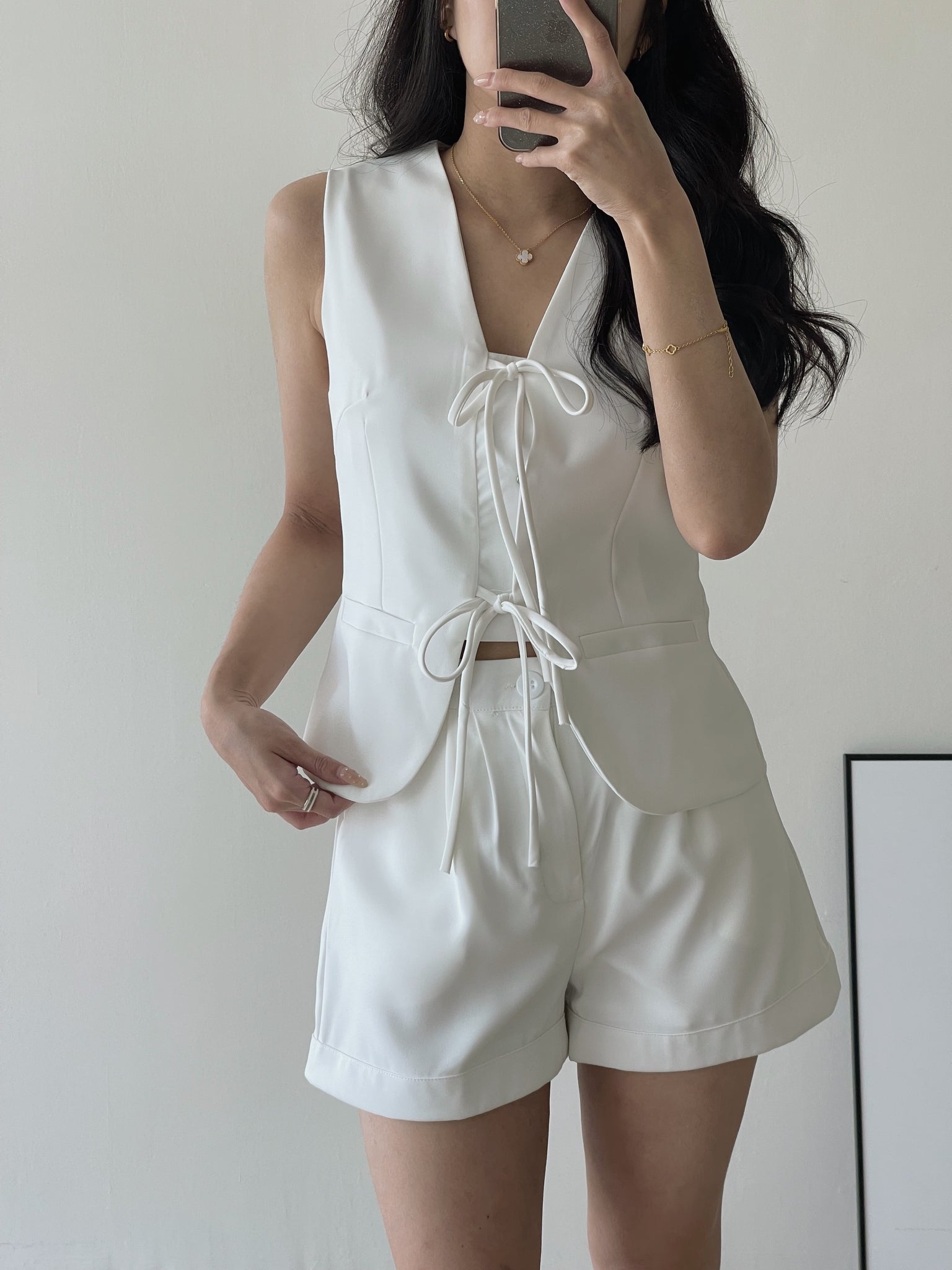 Ribbon Vest Set / 蝴蝶结无袖西装套装