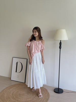 Tiered Flare Maxi Skirt / 飘逸拼接半身长裙