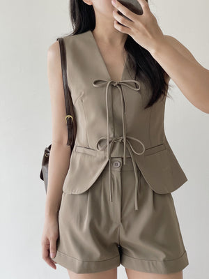 Ribbon Vest Set / 蝴蝶结无袖西装套装