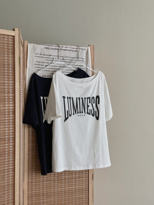 Letters Drop Shoulder Tee / 字母宽领落肩T恤