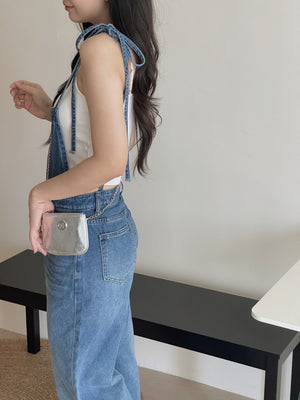 Tie Strap Denim Dungaree / 牛仔系肩带复古背带裤