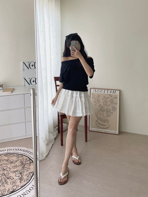 Wide Neck Simple Tee / 净色落肩T恤