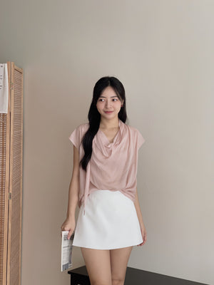 Chiffon Draped Neckline Blouse / 气质雪纺荡领小衫