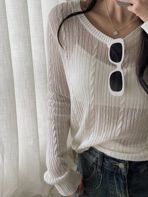 Hole Knit Sweater / 镂空针织长袖衫