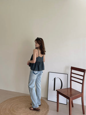 Denim Cute Top / 港风牛仔吊带衣