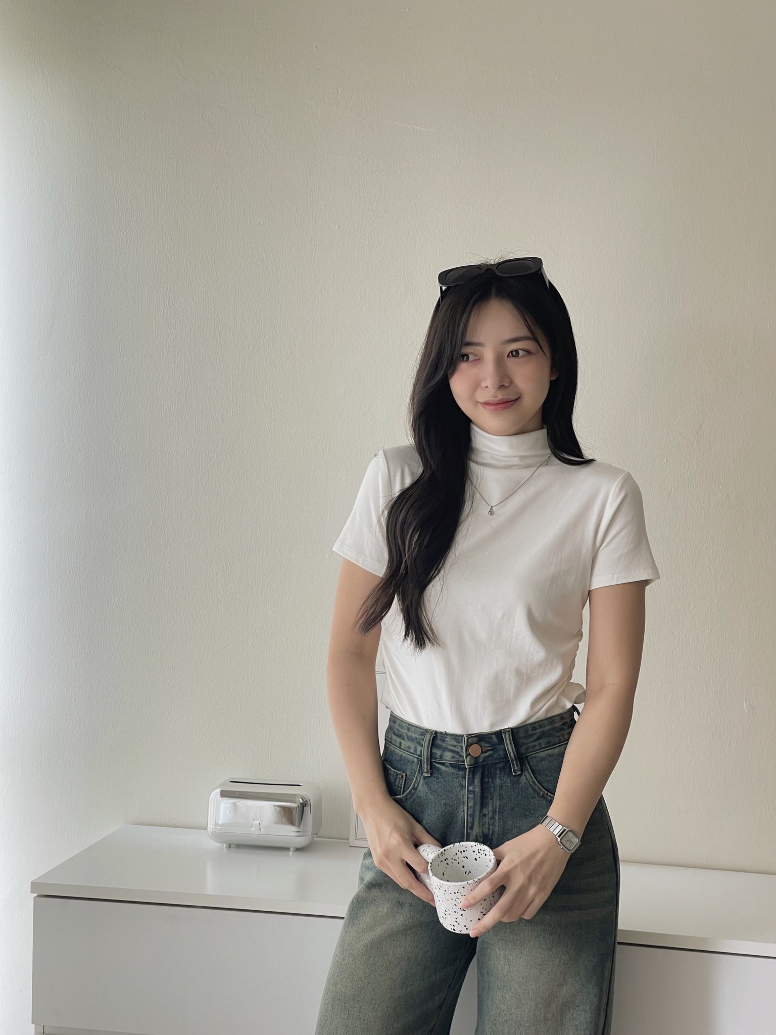 Pendant Mock Neck Top / 小吊坠半高领打底上衣