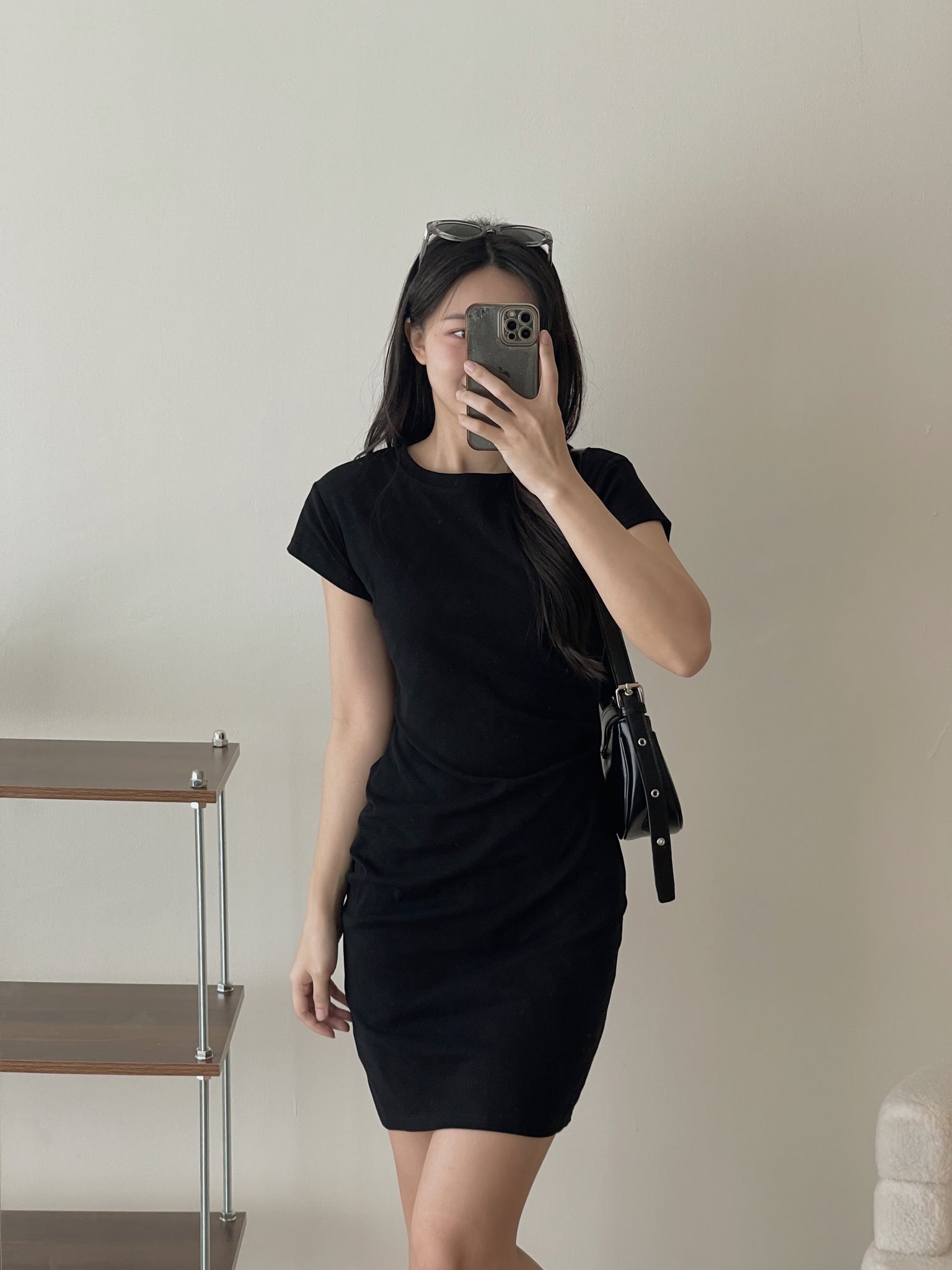 Basic Tall Slim Dress / 捏皱收腰连衣裙加长版