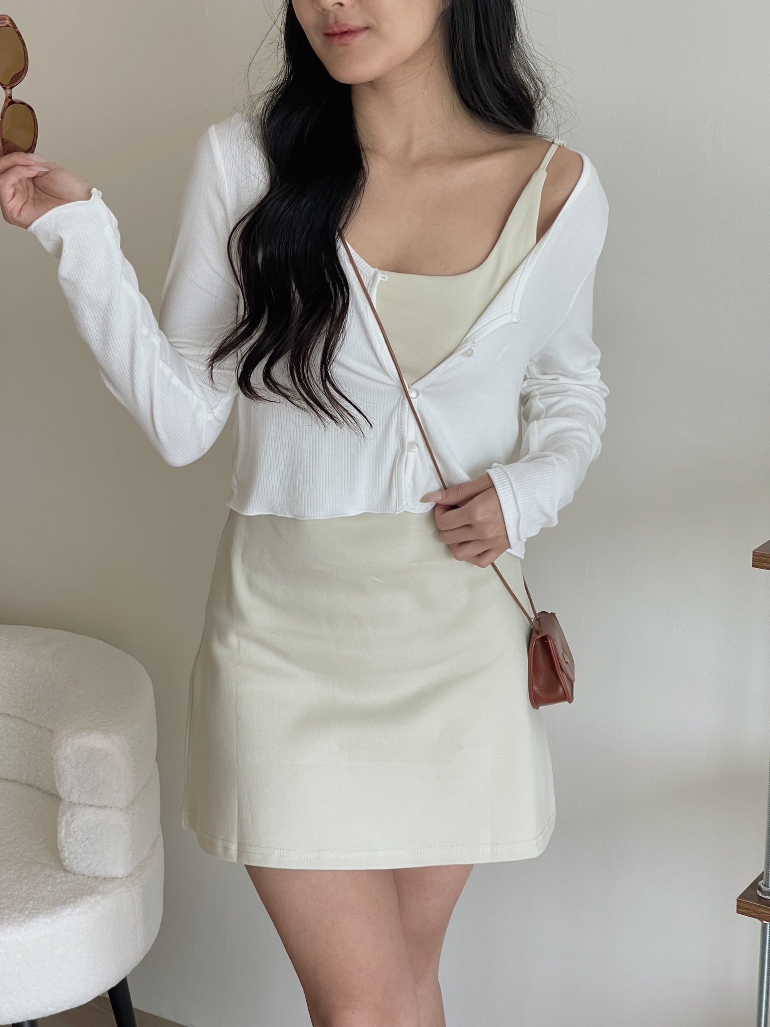 Simple Spaghetti Dress / 简约收腰吊带裙