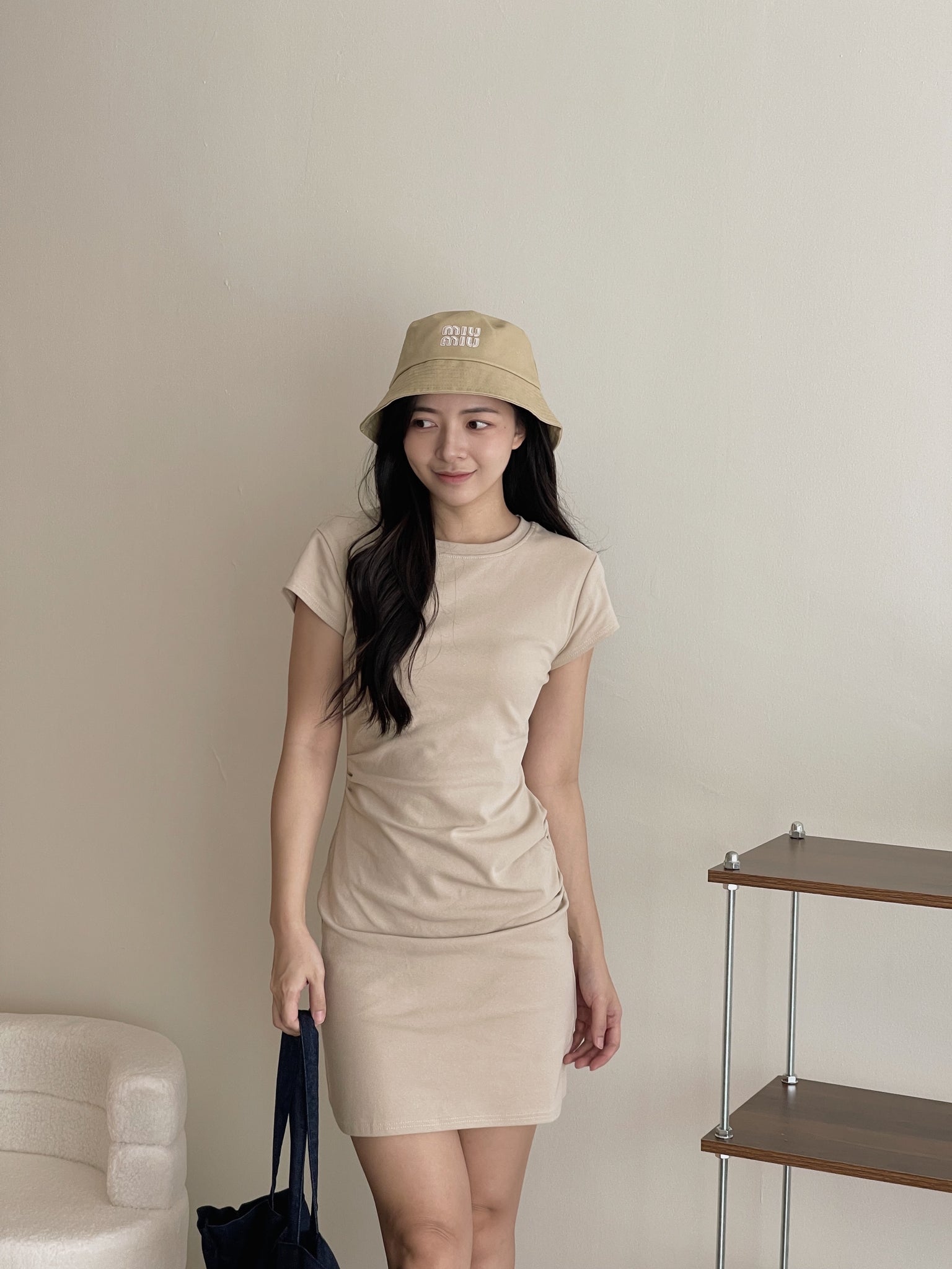 Basic Tall Slim Dress / 捏皱收腰连衣裙加长版