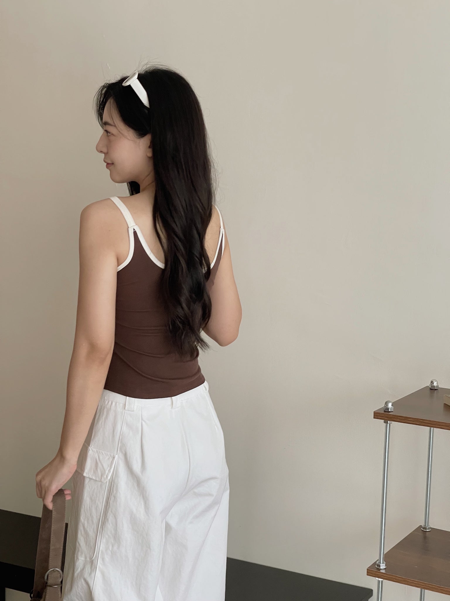 Contrast Trim Padded / 撞色边吊带胸垫背心