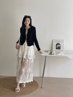 French Embroidered Tulle Skirt / 法式蕾丝刺绣半身裤裙