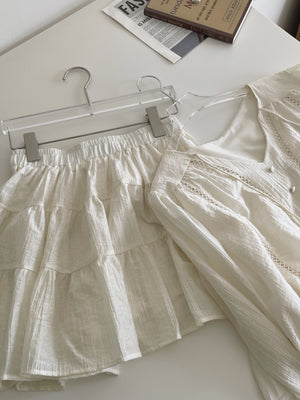 Lyra Ruffle Cloud Set / 甜美镂空编织套装