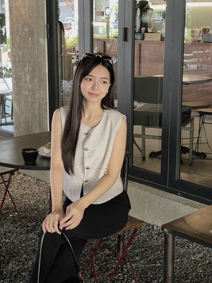 Emily Tweed Vest / 精致金扣小香马甲