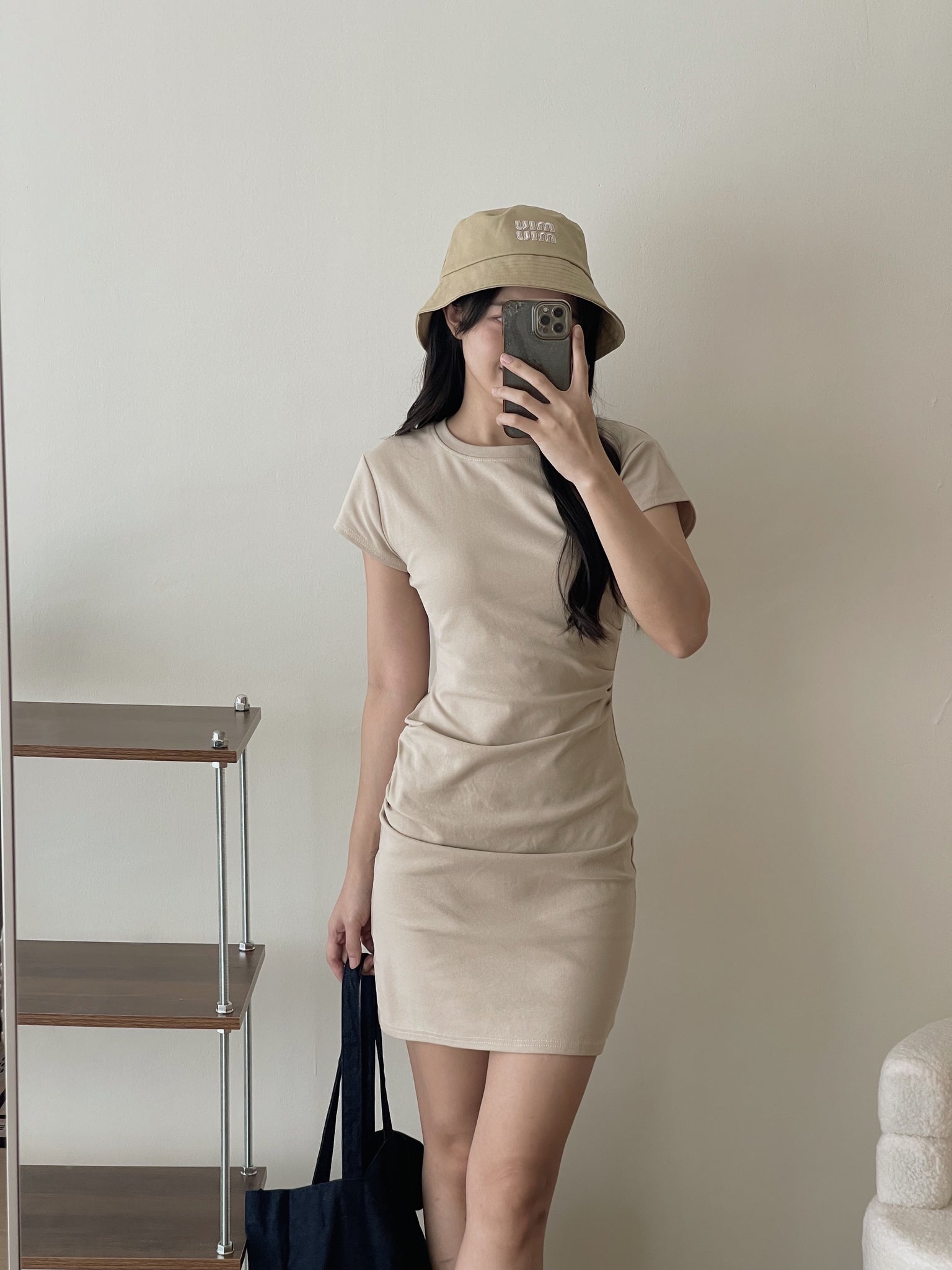 Basic Tall Slim Dress / 捏皱收腰连衣裙加长版