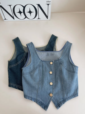 Denim Gold Button Top / 小香牛仔金扣上衣