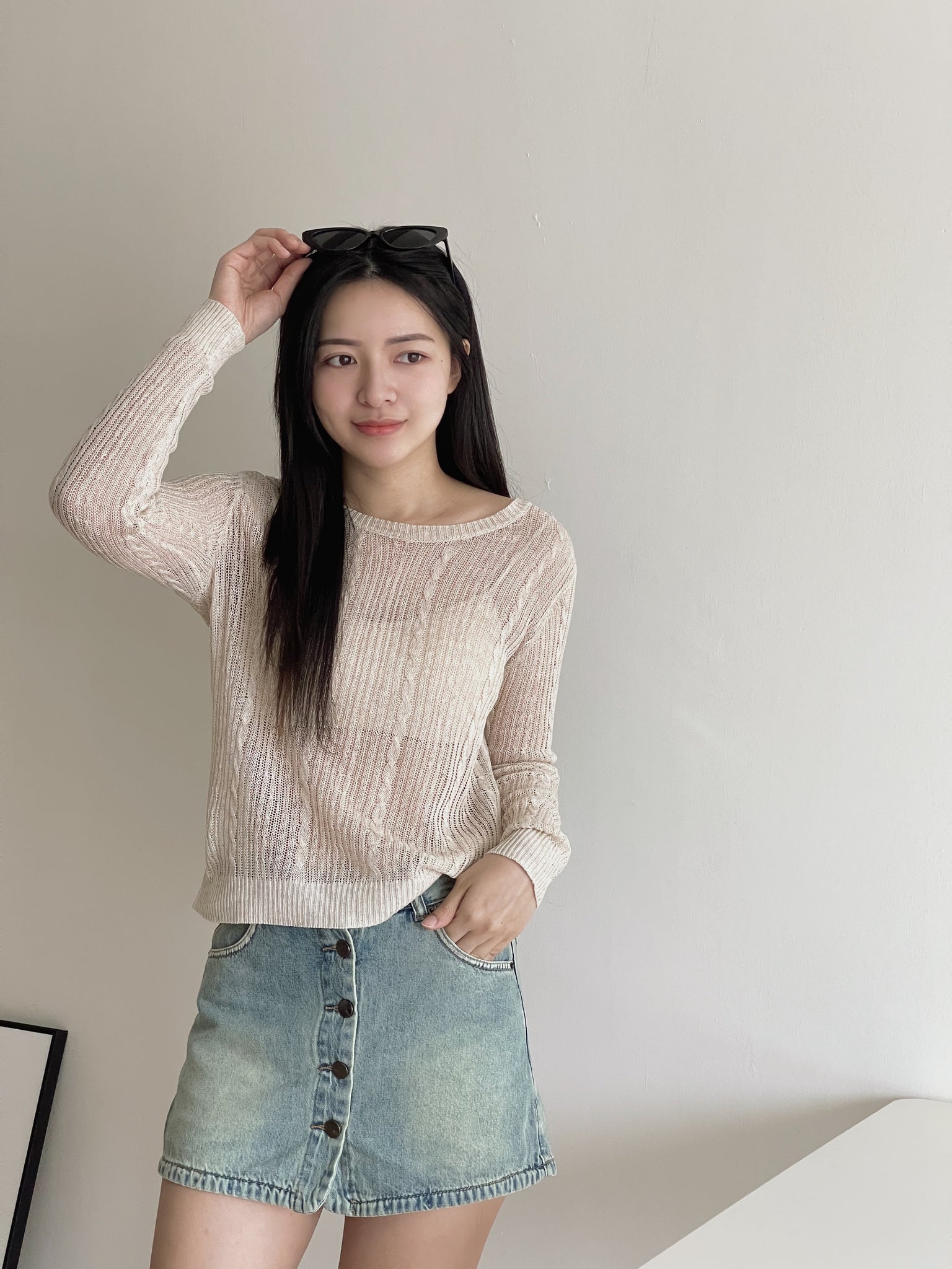 Hole Knit Sweater / 镂空针织长袖衫
