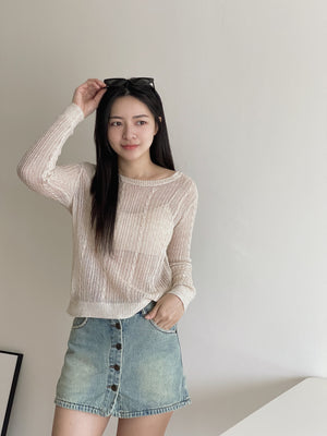 Hole Knit Sweater / 镂空针织长袖衫