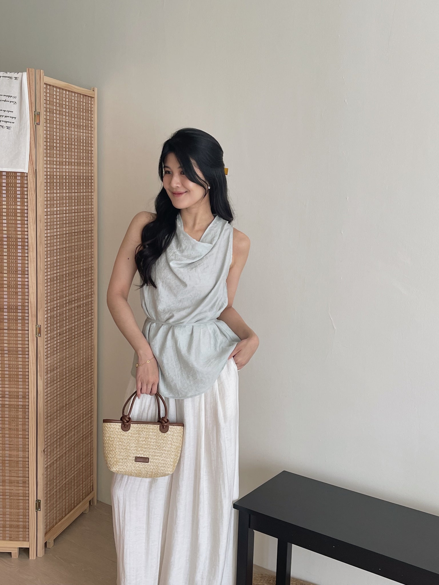 Modern Cowl Neck Top / 通勤荡领韩系小衫