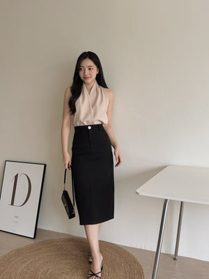 V-Neck Sleeveless Top / 交叉V领通勤上衣