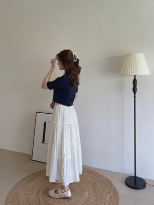 Tiered Flare Maxi Skirt / 飘逸拼接半身长裙
