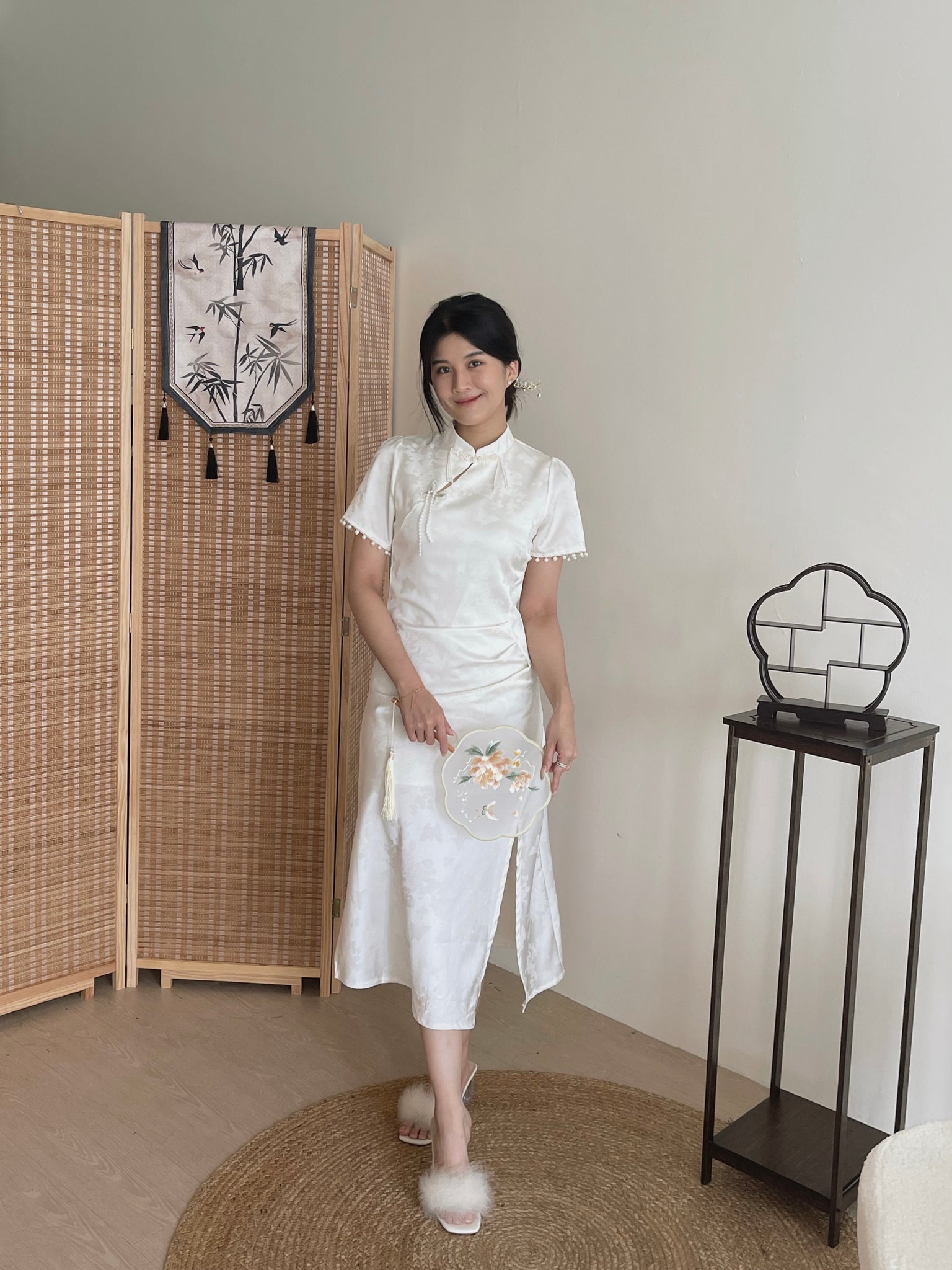 Pearl Tassel Cheongsam / 素雅珍珠流苏提花连身裙