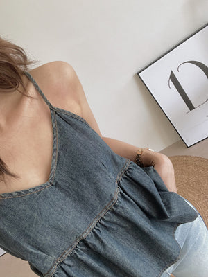 Denim Cute Top / 港风牛仔吊带衣