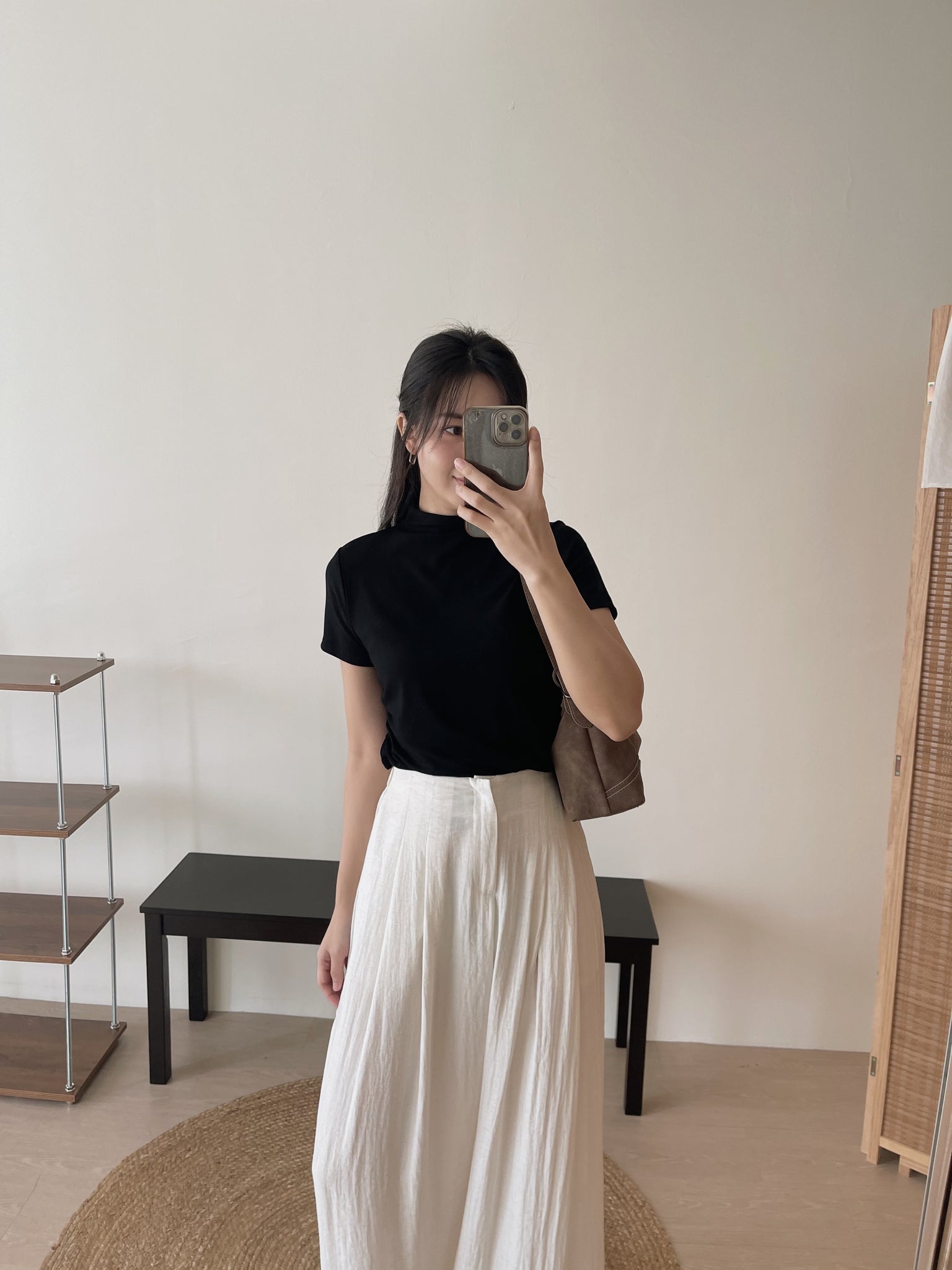 Pendant Mock Neck Top / 小吊坠半高领打底上衣