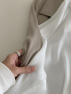 Crepon Silky Crop Shirt / 纹理水光锻短衬衫