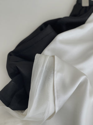 Satin Mesh Layers Skirt / 欧根纱缎面双层半身裙
