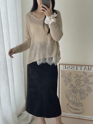 Korean Loose Knitted Sweater / 韩版慵懒镂空针织罩衫