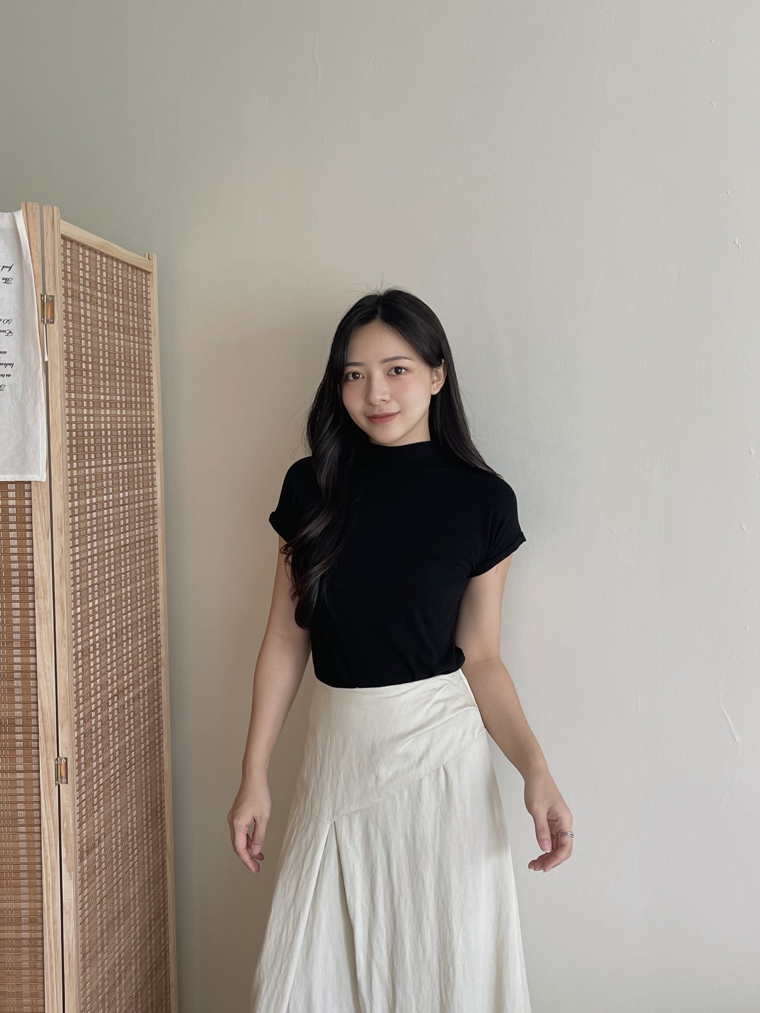Cotton Mock Neck Tee / 棉质半高领基础T恤