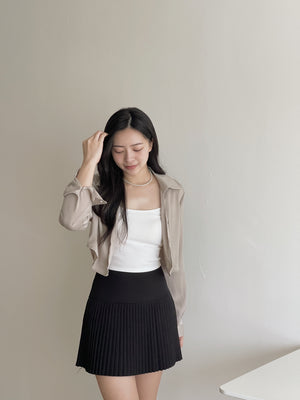 Crepon Silky Crop Shirt / 纹理水光锻短衬衫