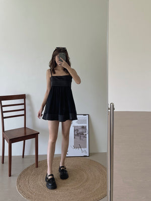 Silky Mesh Top / 缎面拼接网纱吊带衣