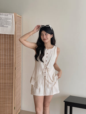 Estelle Linen Set / 老钱风假两件亚麻套装