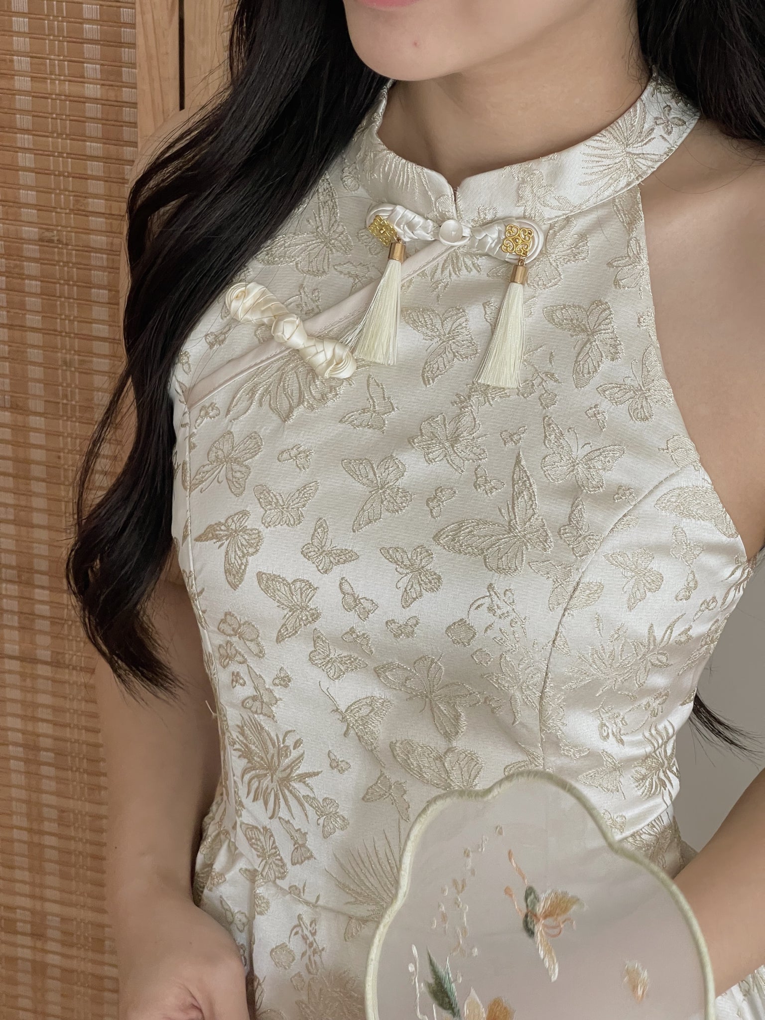 Carlin Emboss Jacquard Jumpsuit Dress / 【花影仙蝶】浮雕提花连体旗袍