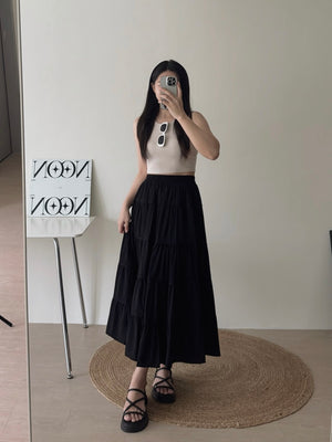 Lace Trim Midi Skirt / 蕾丝边半身长裙