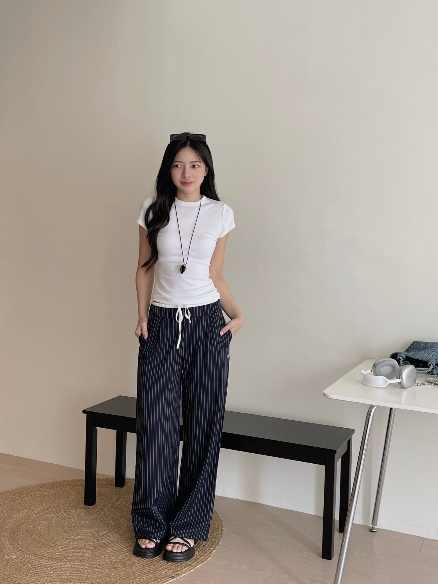 American-style Striped Relaxed Pants / 美式条纹宽松休闲长裤