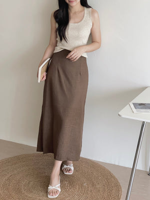 Linen Midi Skirt / 亚麻半身长裙