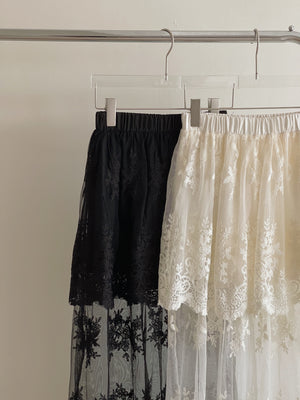French Embroidered Tulle Skirt / 法式蕾丝刺绣半身裤裙