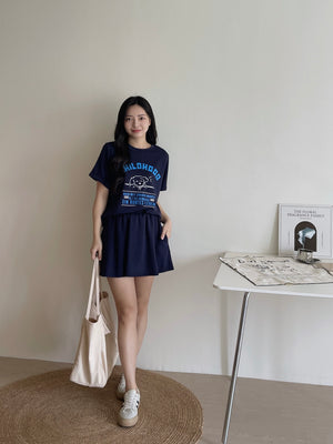 Puppy Cartoon Skort Set / 太空棉小狗卡通裤裙套装