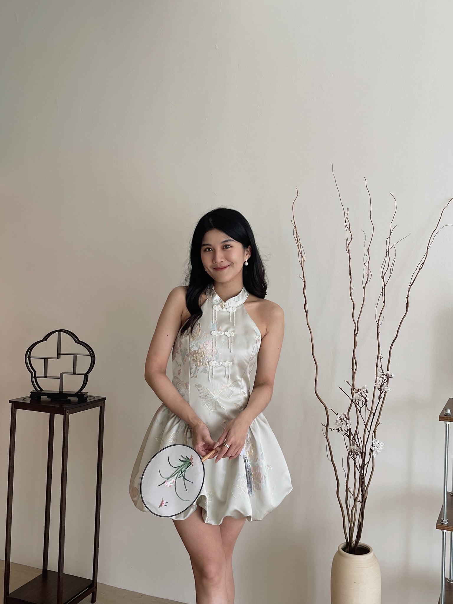 Petal Silhouette Charm Jumpsuit Dress / 【花影娇姿】挂脖花苞连体裙