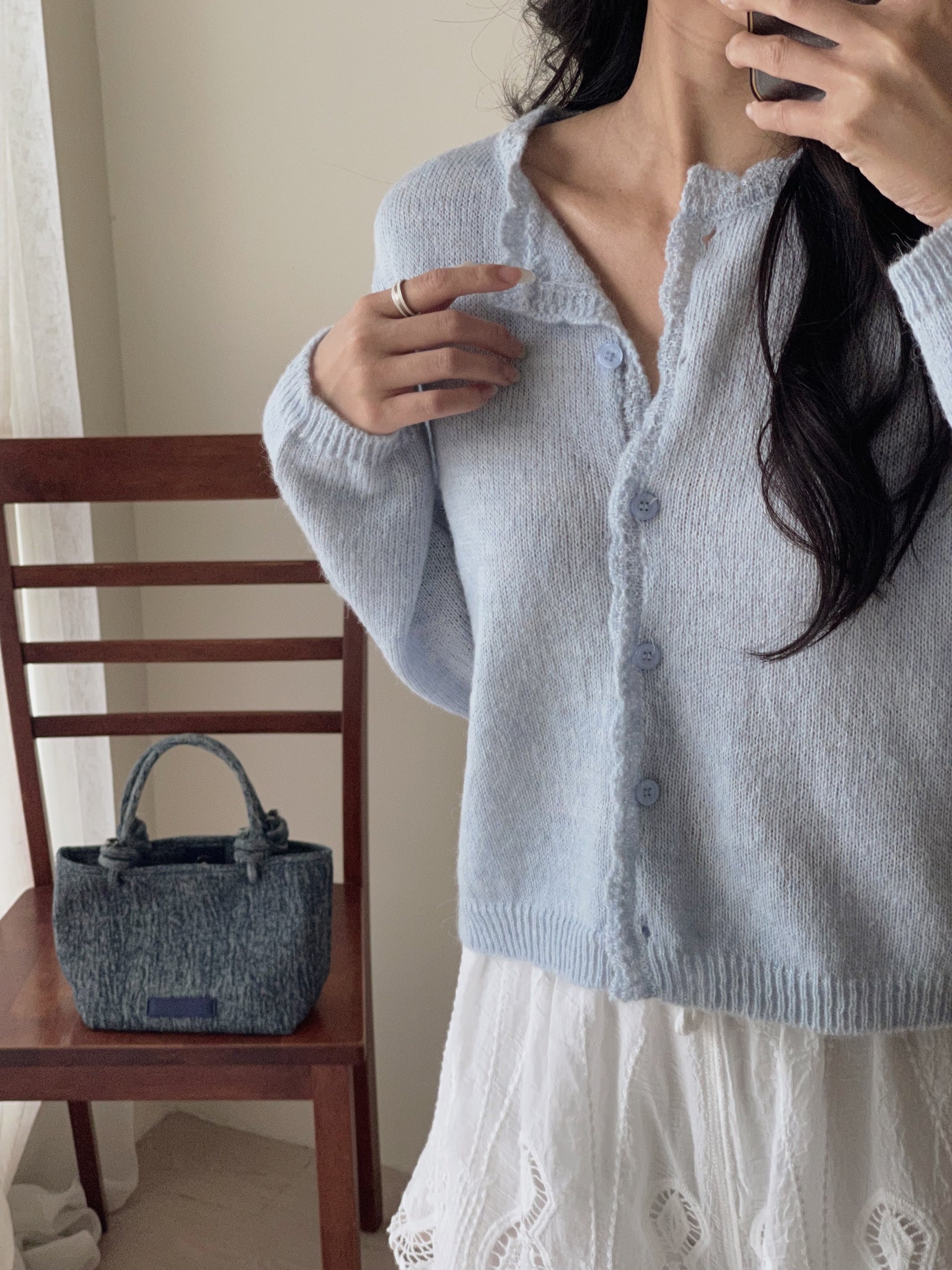 Crochet Knit Cardigan / 毛衣钩花针织开衫